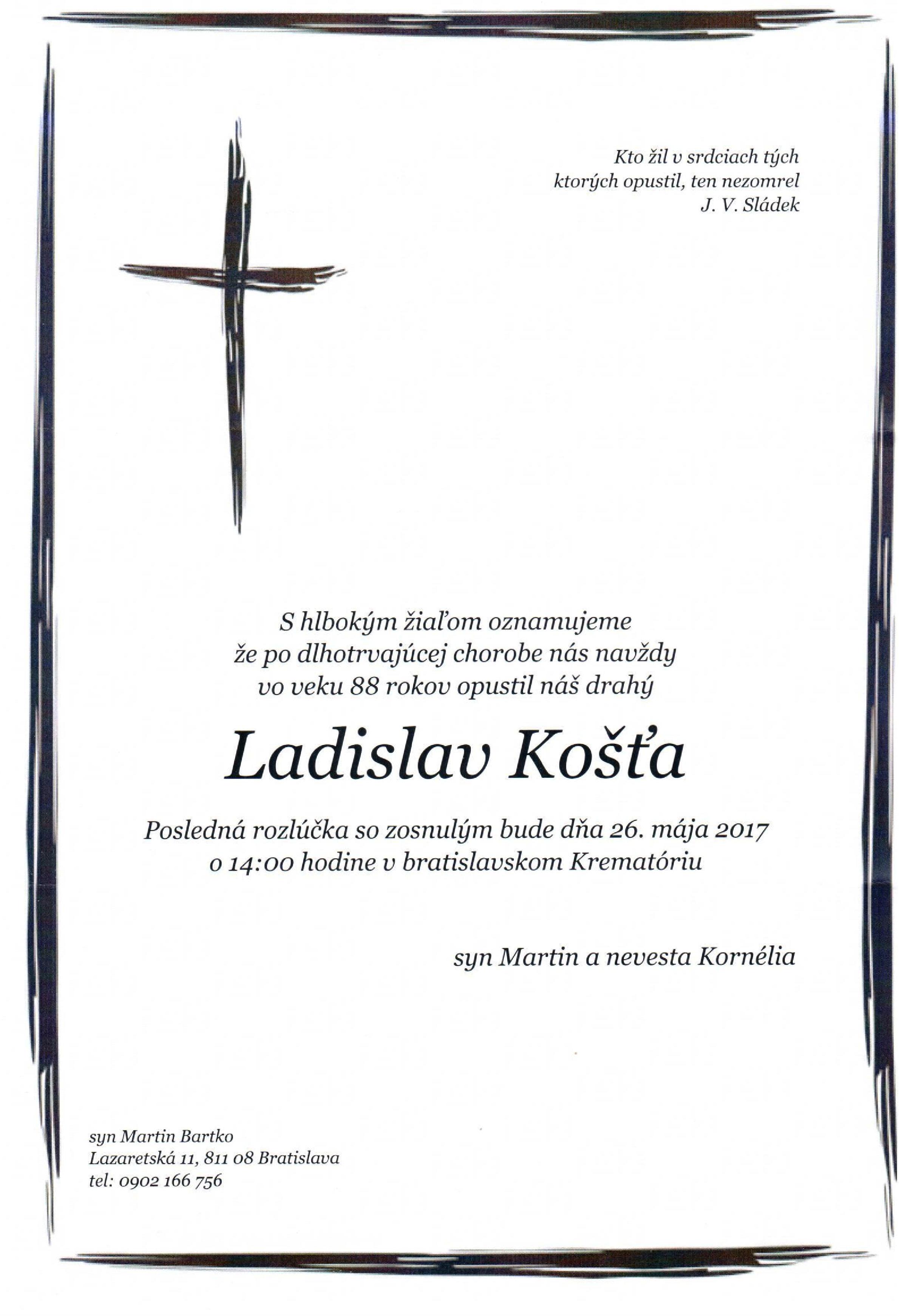 Ladislav Košťa - parte